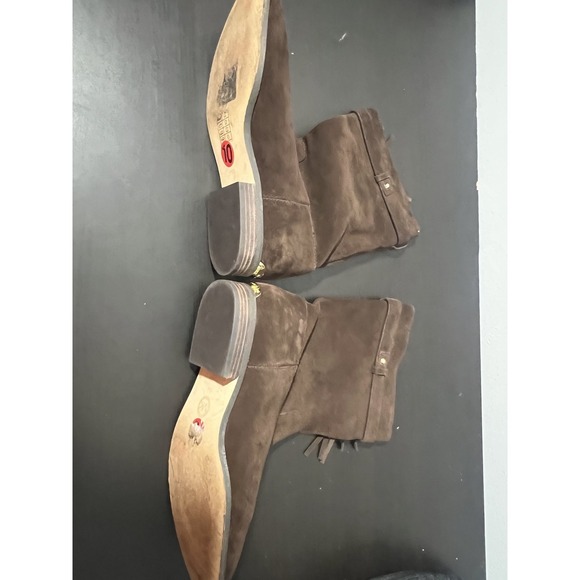 Michael Kors Women's US 10 Brown Suede Ankle Boots Booties Pull On Tassel Gold - Picture 2 of 6